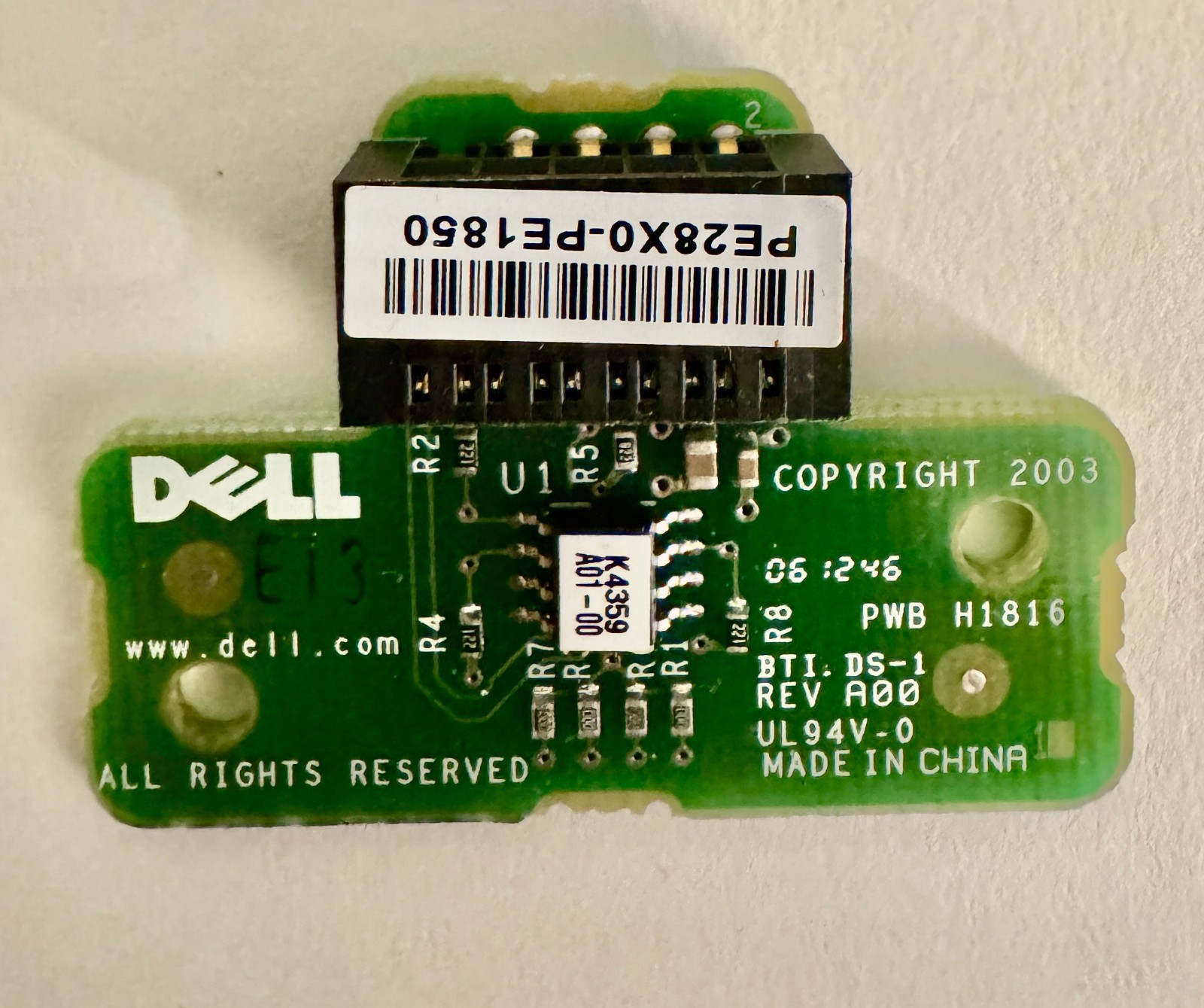 Dell PowerEdge 1850 2800 2850 Server RAID Key Board Card PE28X0-PE1850