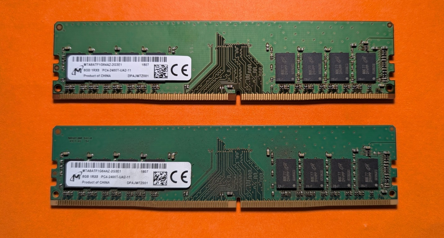 Micron 8GB 1Rx8 PC4-2400T-UA2-11 MTA8ATF1G64AZ-2G3E1 Desktop RAM Memory (Pair)
