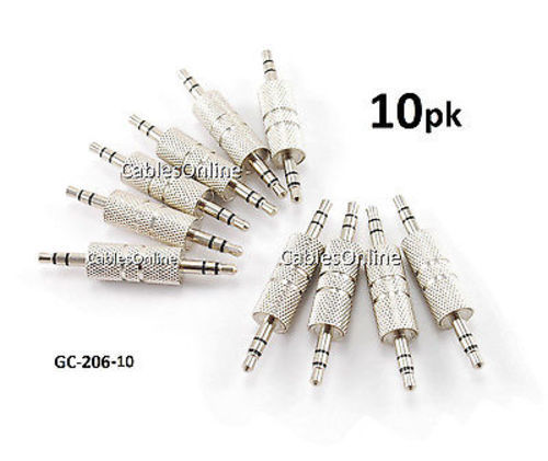 10-PACK 3.5mm Stereo Male/Male Audio Gender Changer Adapter, CablesOnline GC-206