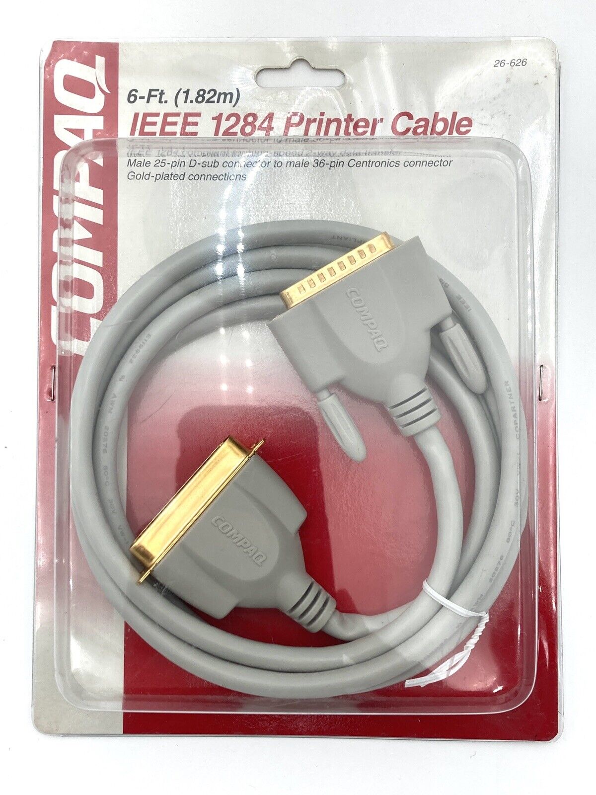 Compaq 26-631 IEEE 1284 Printer cable 6’ Gold Plated  (NEW SEALED) NOS Vtg Tandy