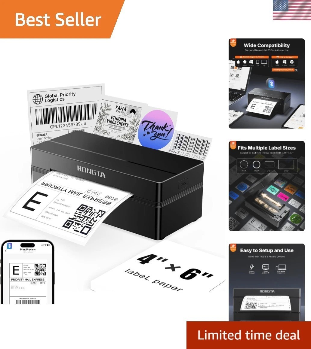 Portable Thermal Label Printer for 4x6 Shipping - Works with iPhone & Android