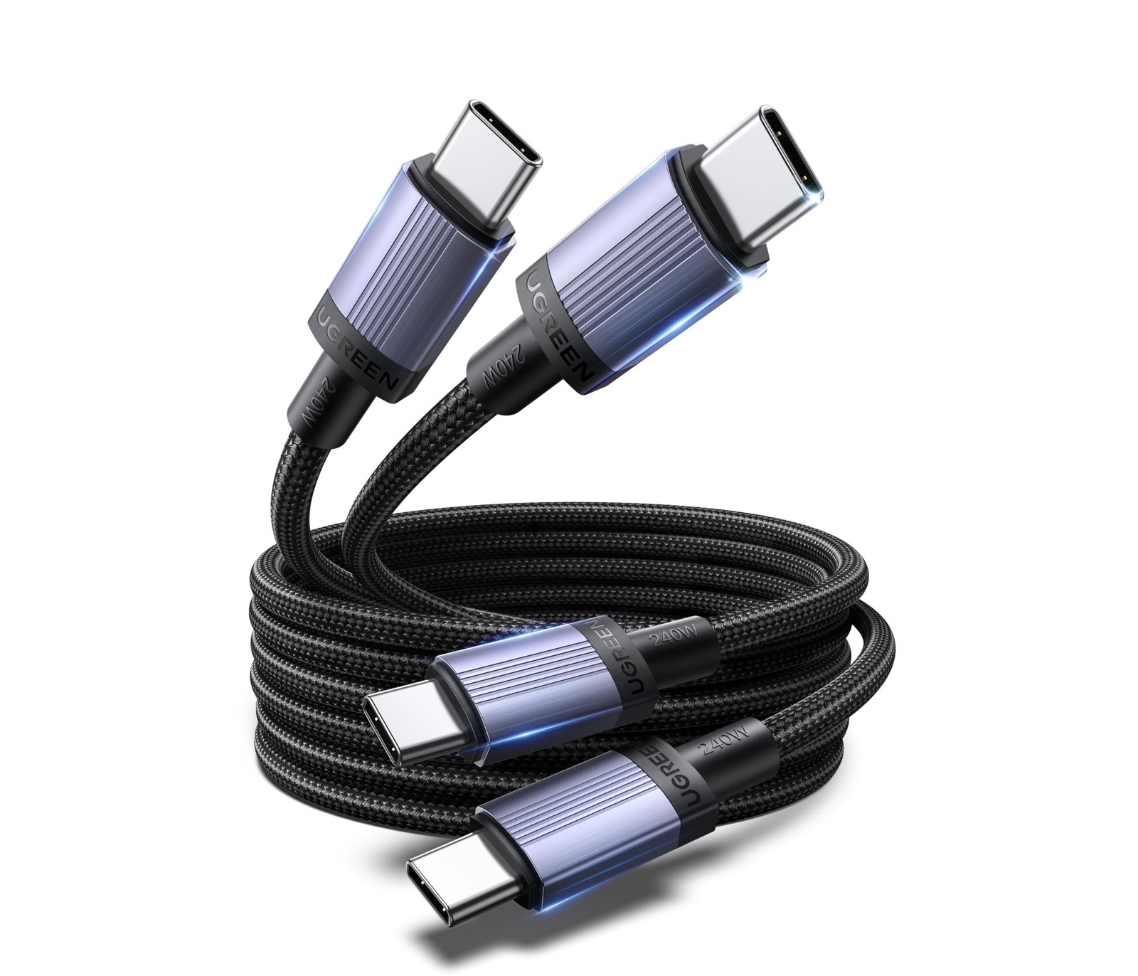 UGREEN 2-Pack 240W USB C to C Cable, Fast Charging C 6.6FT, Black