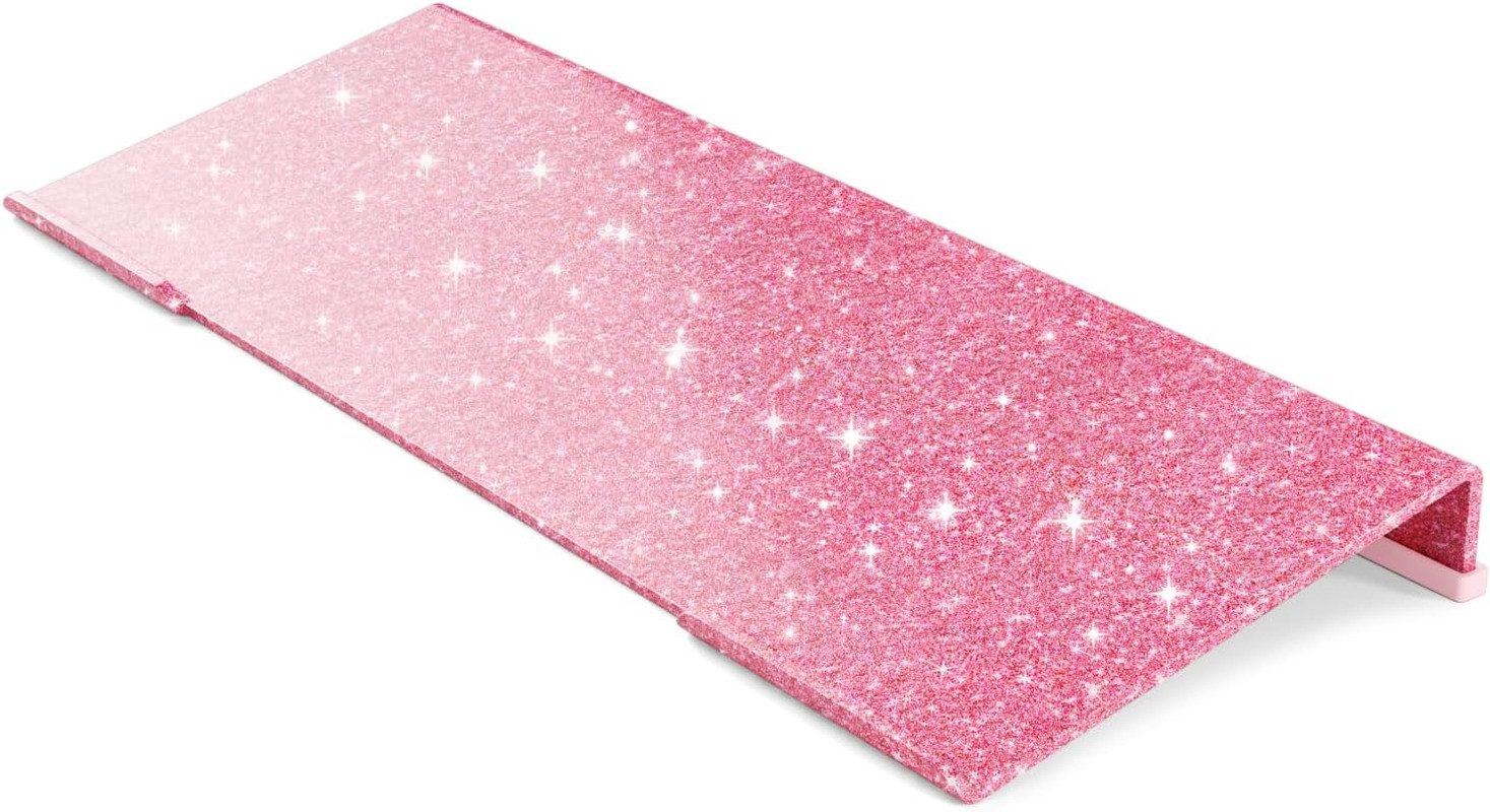 Ergonomic Computer Keyboard Stand - Glitter Pink Acrylic Keyboard Riser Tilted K