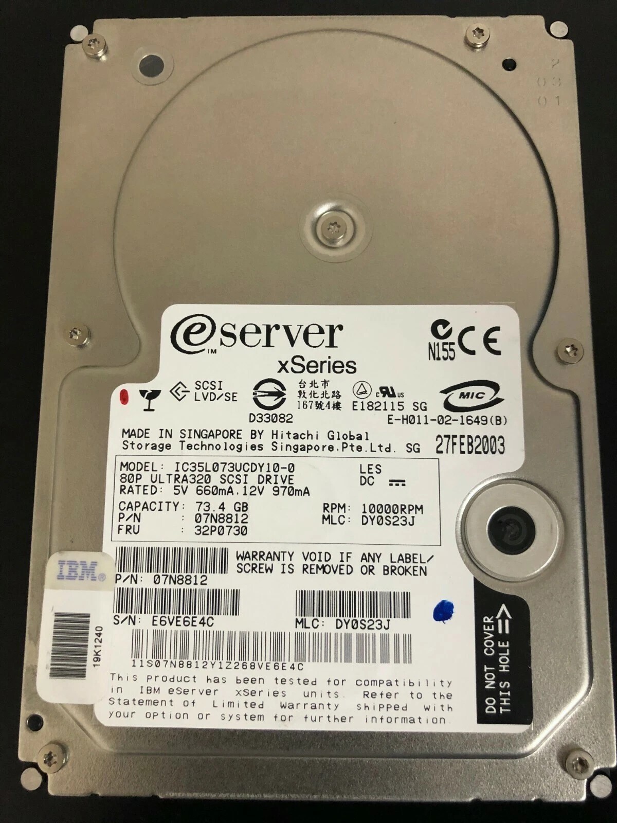 IBM 32P0730 73GB 10K 3.5" SCSI HDD – Enterprise Server Hard Drive W/O Tray