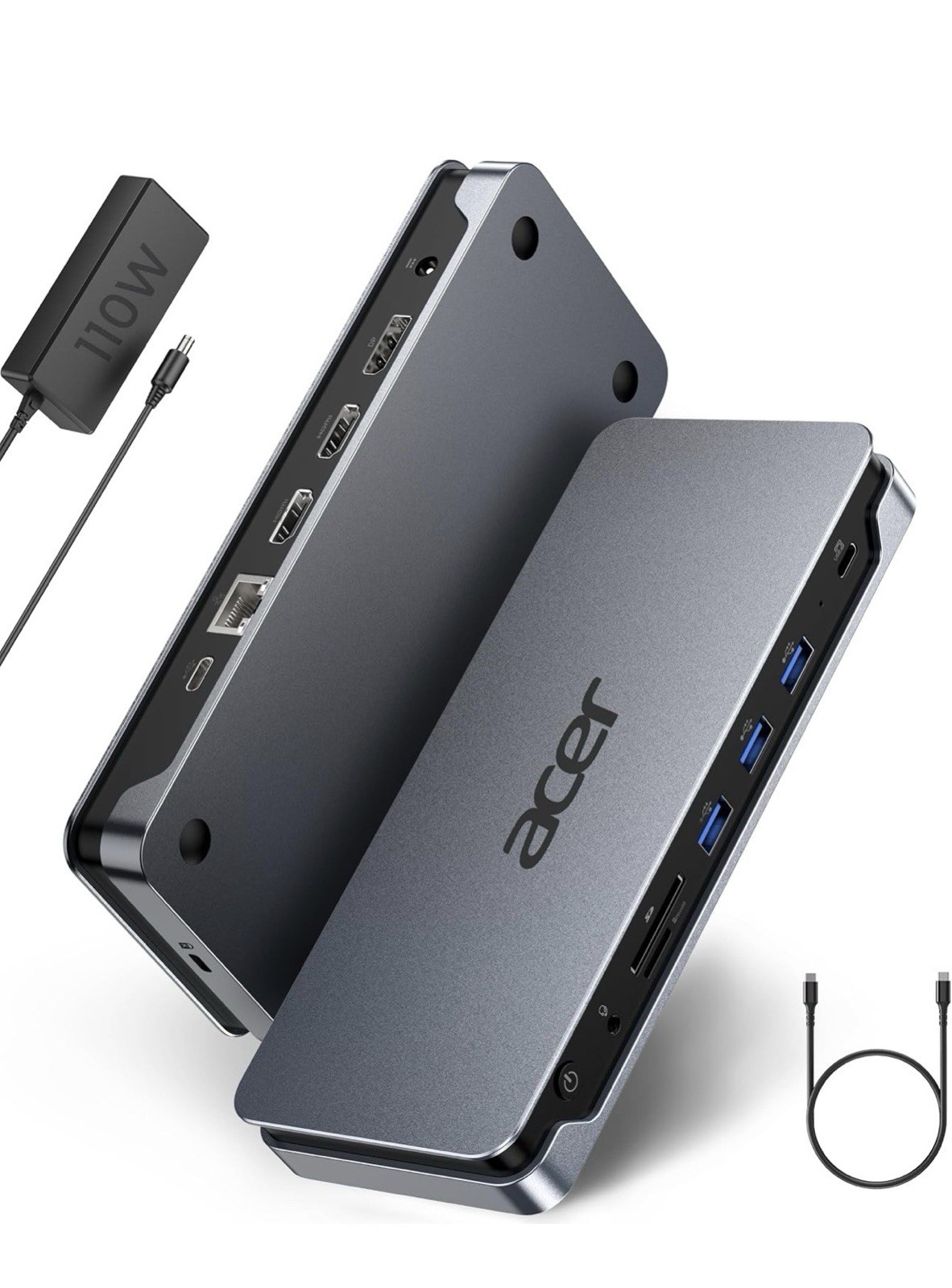 Acer 13-in-1 Laptop Docking Station, USB-C 3 Display Docking (2 HDMI+1 DP) 100w