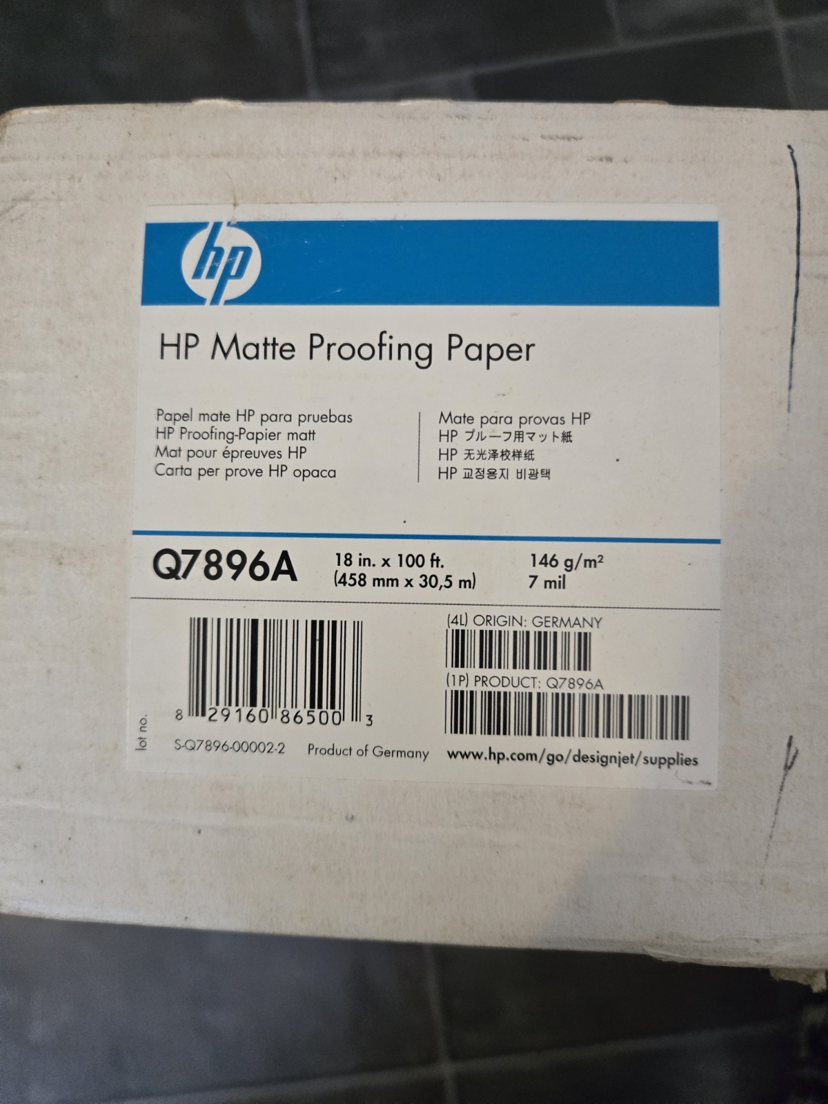 HP Matte Proofing Paper 18"X 100ft.  Q7896A
