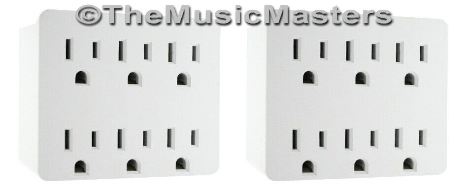 (2) Electrical Socket 6-Way Power Splitter 6 Outlet AC Wall Plug Adapter Cover