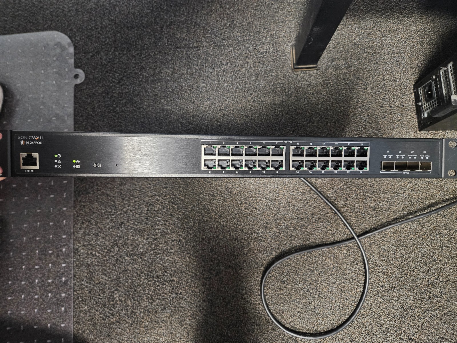 SonicWall SWS14-24FPOE 24-Port PoE Gigabit Managed Switch 4 SFP+ Rack Ears Clean