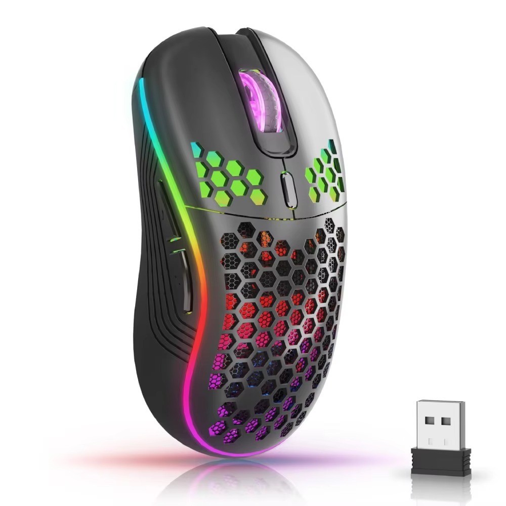 BM600 Rechargeable Gaming Mouse USB 2.4G Wireless RGB Light Honeycomb Gaming Mou