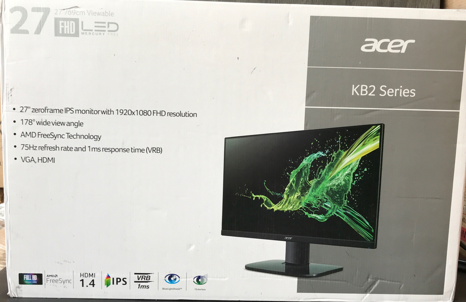 🖥 Acer - 27" IPS LED FHD FreeSync Monitor (HDMI, VGA) - Black Kb2