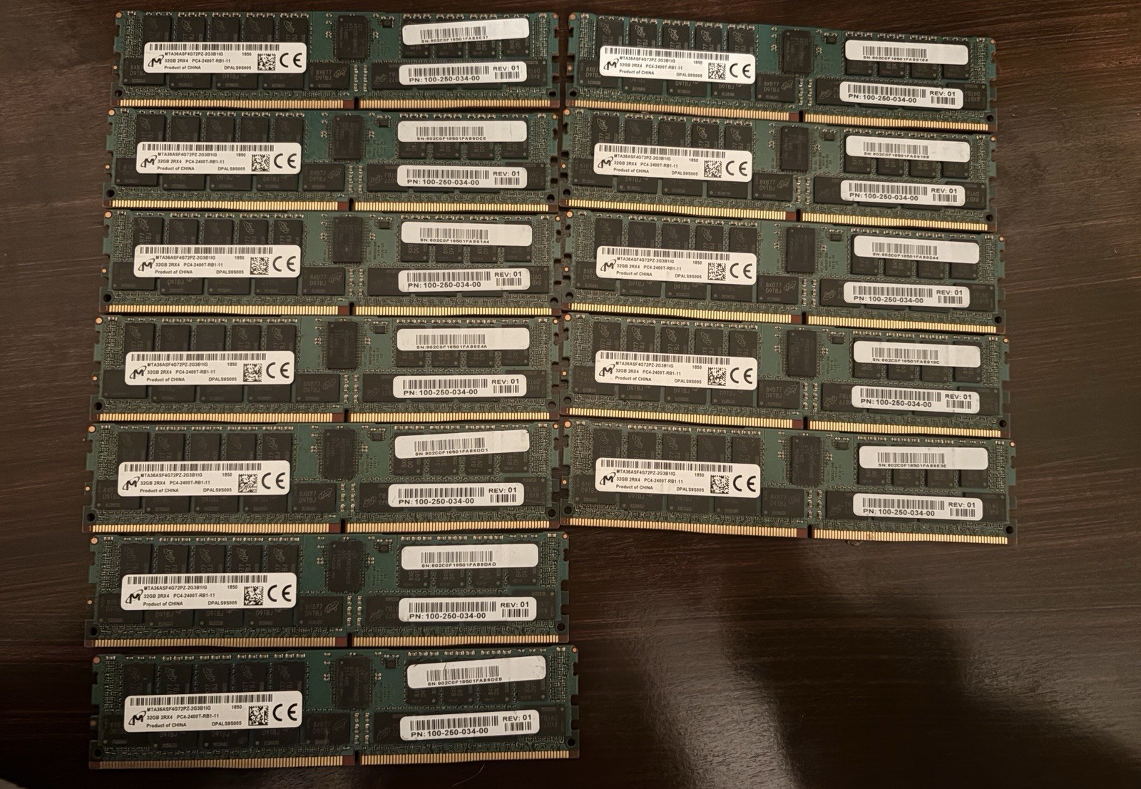 12 Micron MTA36ASF4G72PZ-2G3B1IG 32GB 2Rx4 PC4-2400T-RB1-11 DDR4 ECC Server RAM