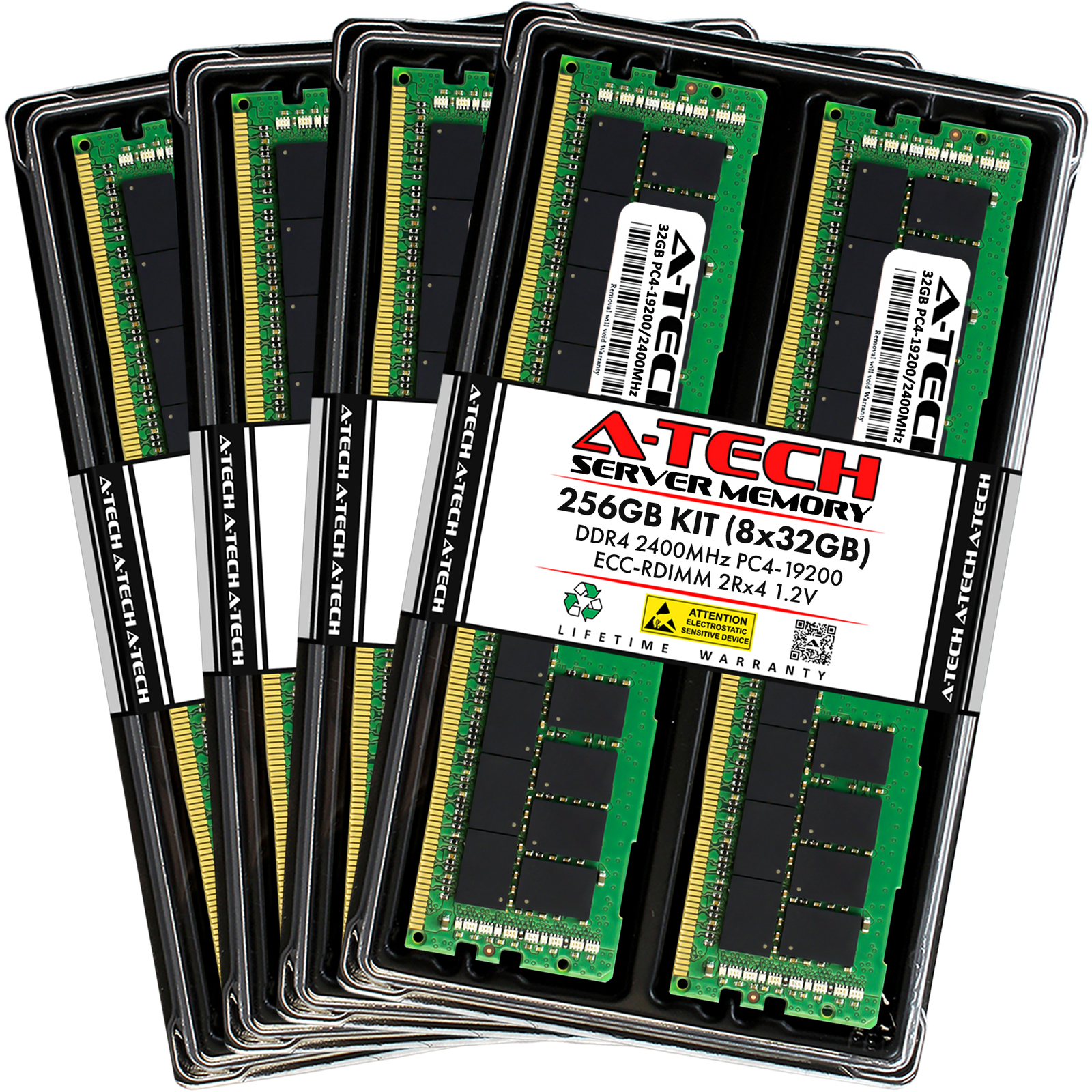 A-Tech 256GB 8x 32GB 2Rx4 PC4-19200R DDR4 2400 ECC REG RDIMM Server Memory RAM
