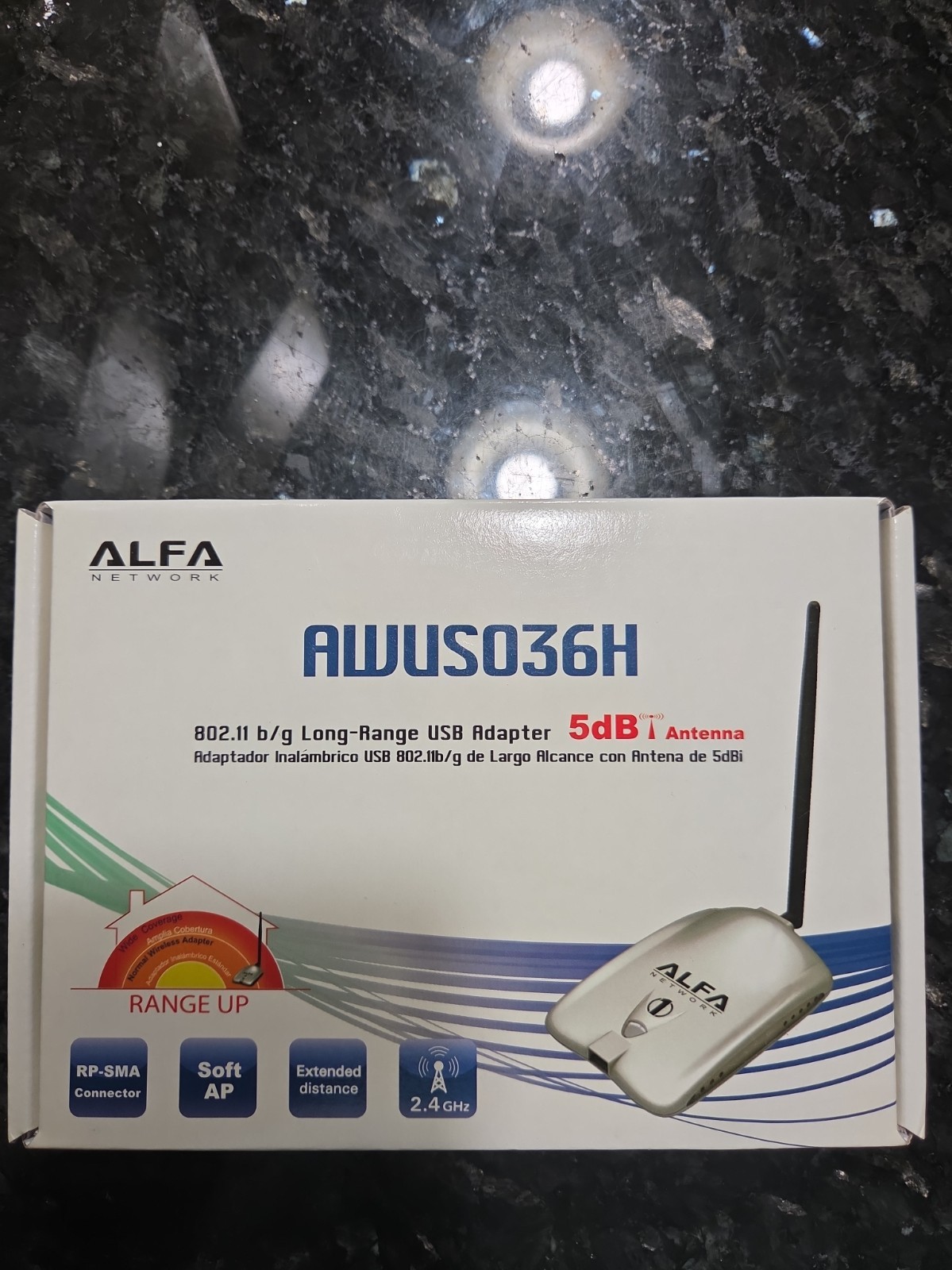 New Alfa Network AWUS036H 802.11 g/b Long Range USB Wireless Adapter 5dB Antenna