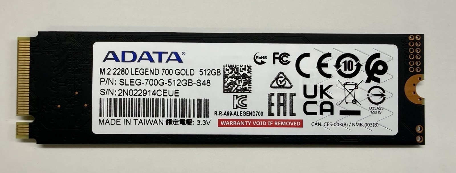 ADATA 512GB SSD NVMe PCIe M.2 2280 LEGEND 700 GOLD SLEG-700G-512GB-S48