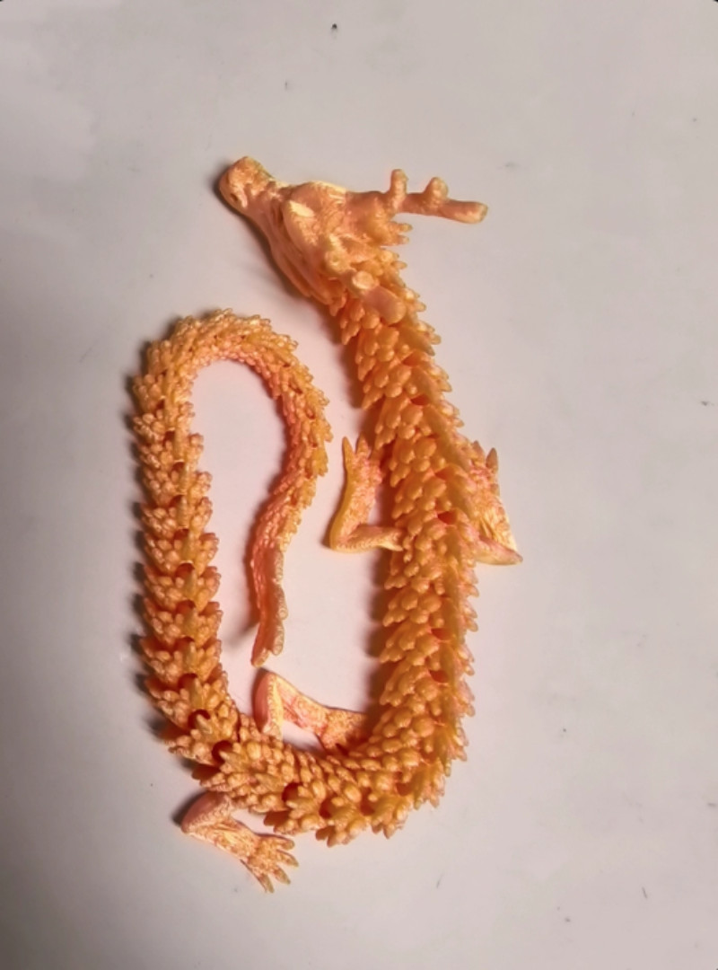 3D printed movable Dreamy Orange dragon toy with joint mechanism 30/ 45/ 60cm