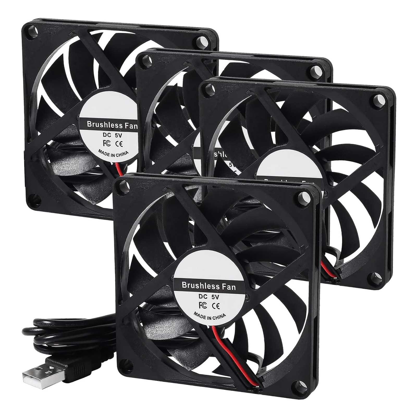 4pcs 8010 USB Cooling Fan 5V 0.27A 80x80x10mm Brushless DC Heat Sink Cooler for