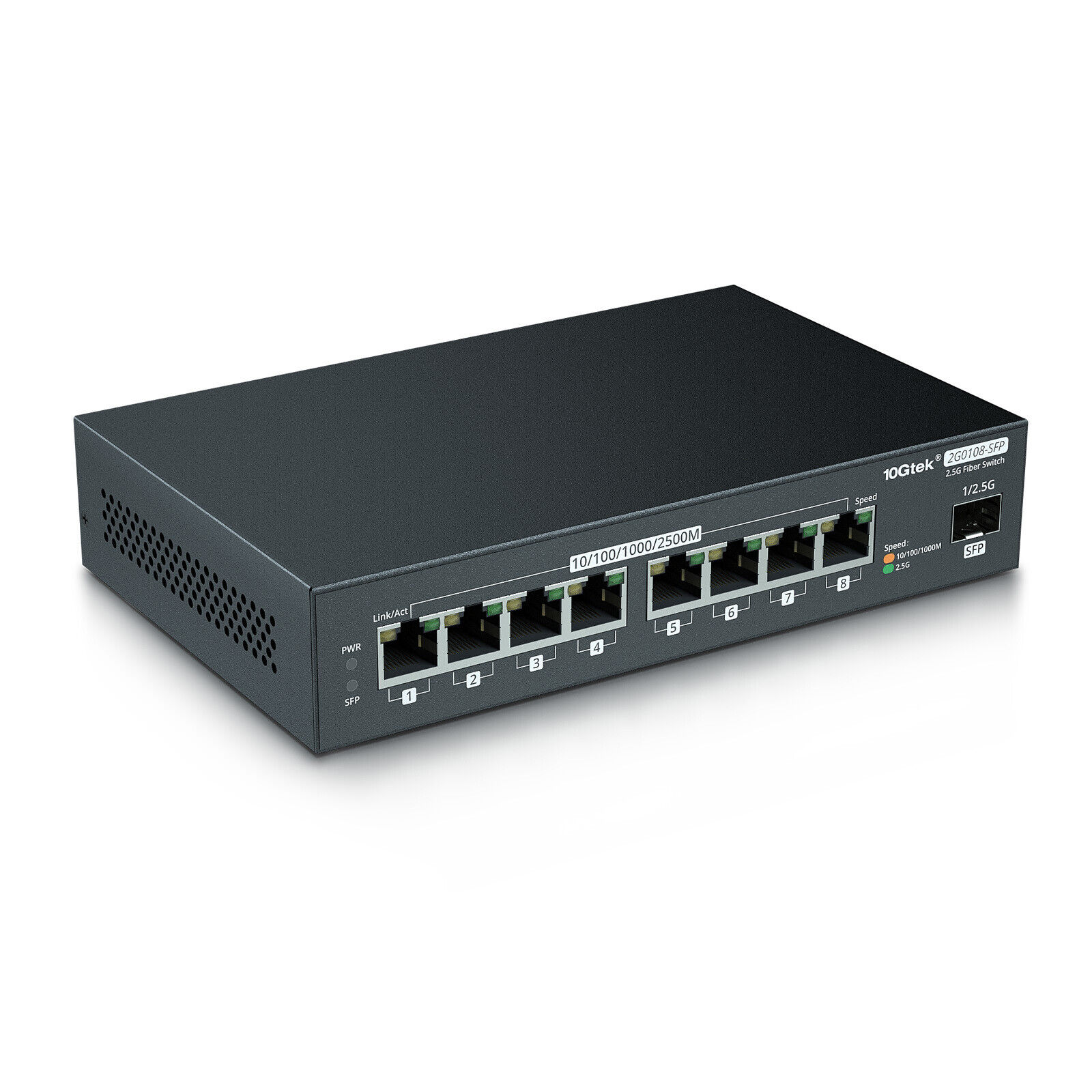 8-Port 2.5G Multi Gigabit Ethernet Network Switch, 2.5GBASE-T SFP Fiber Switch