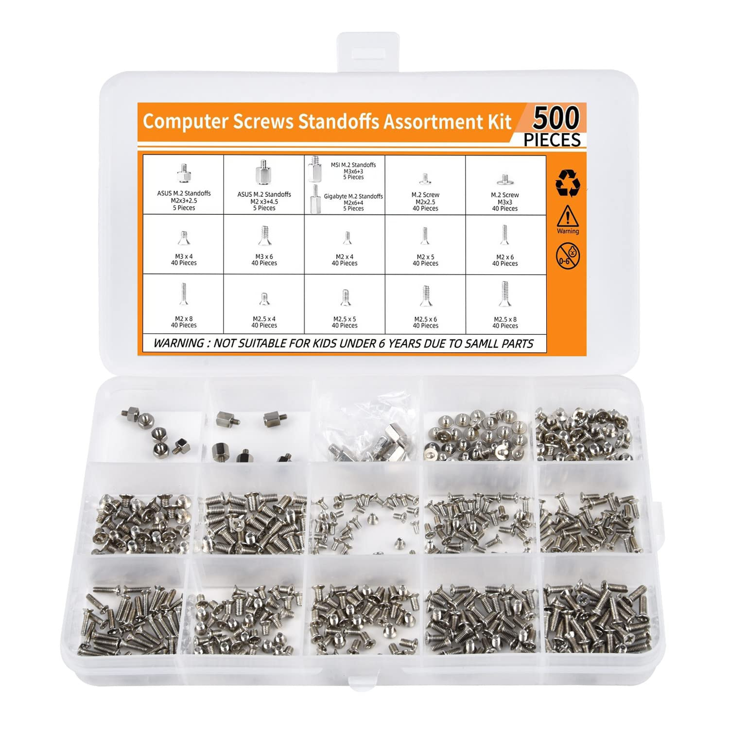 500PCS M.2 SSD Screw Kit Standoff & Mounting Screws for ASUS MSI Gigabyte PC