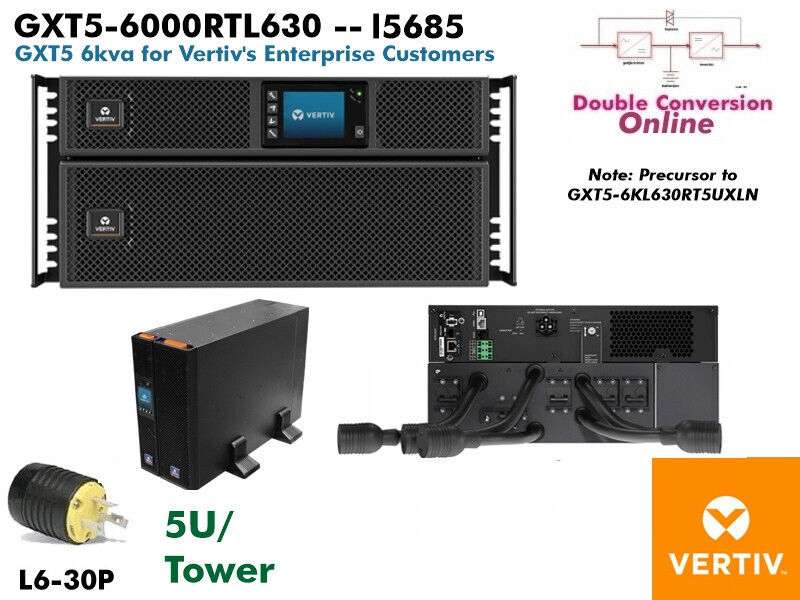 Rebuilt~ Vertiv GXT5 Online GXT5-6000RTL630 UPS 6000va 200-240v #NewBatt
