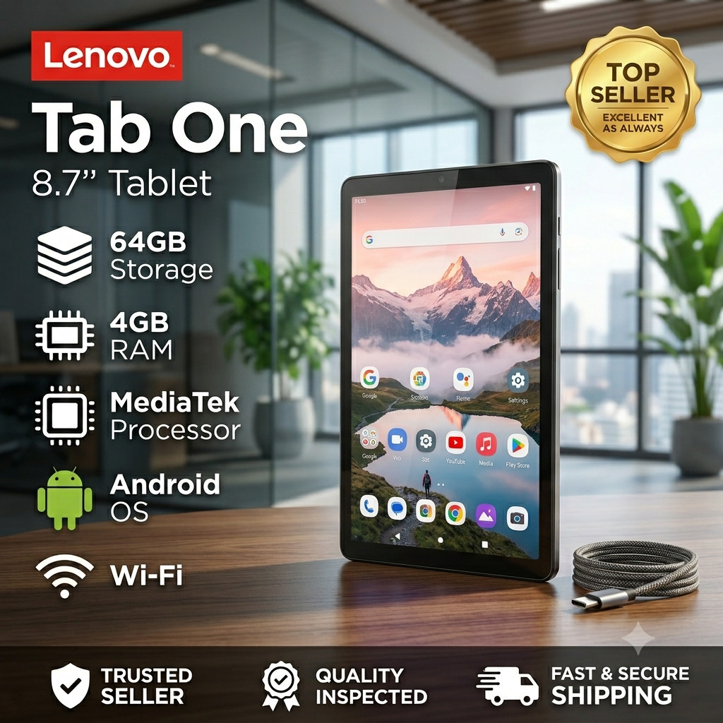 Lenovo Tab One 8.7" 64GB Wi-Fi Android Tablet Grey ZAF00067US Excellent