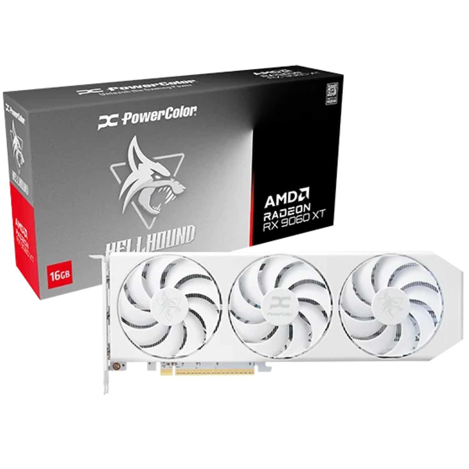 PowerColor Hellhound Spectral White Radeon RX 9060 XT 16GB GDDR6 Graphics Card