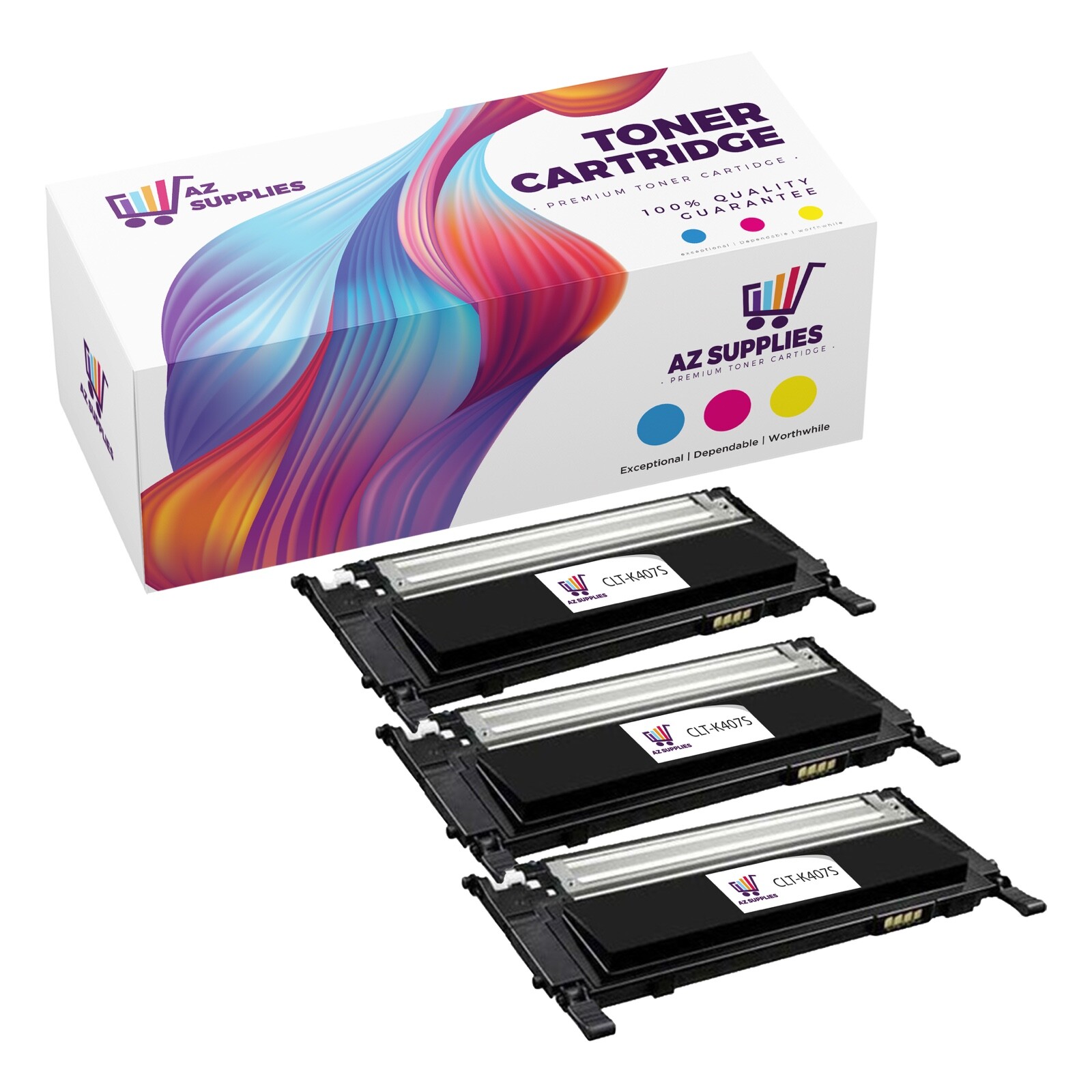 3PK CLT-K407S Black TonerCart Samsung CLP-320N-325W CLX-3180-3185FW-3185N-3195FW