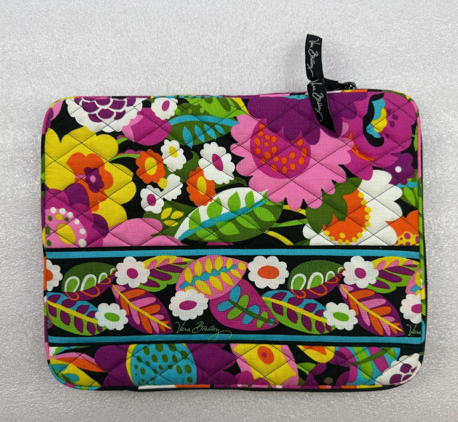 Vera Bradley "Va Va Bloom" Tablet Sleeve Case Zip Quilted USA Made