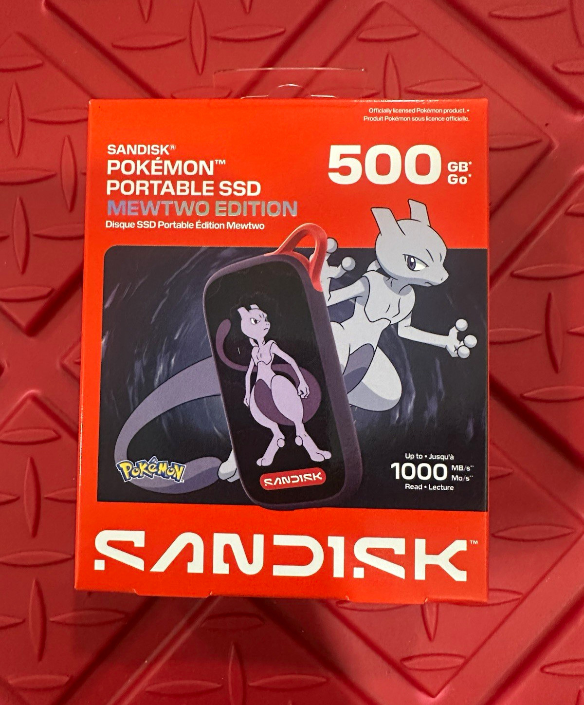 SanDisk Pokémon Mewtwo Portable External SSD 500GB USB-C 1000MB/s Black