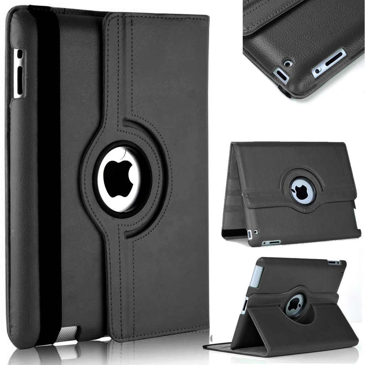 For Apple iPad Air 1/2 --360 Rotating Magnetic Leather Smart Cover Stand Case