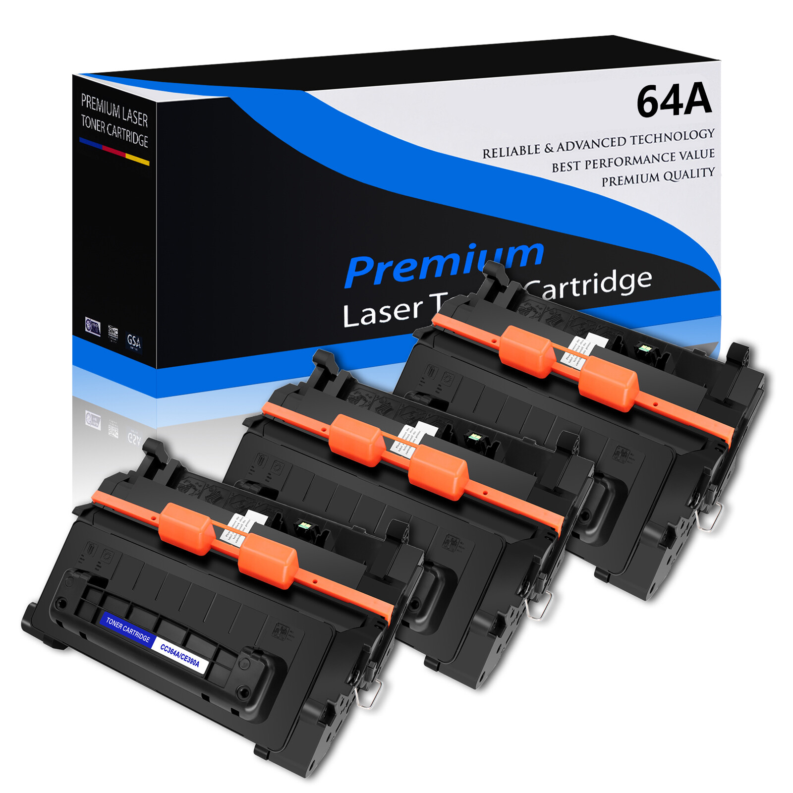3PK CC364A 64A Black Toner Cartridge For HP LaserJet P4015tn P4015x P4515n P4515