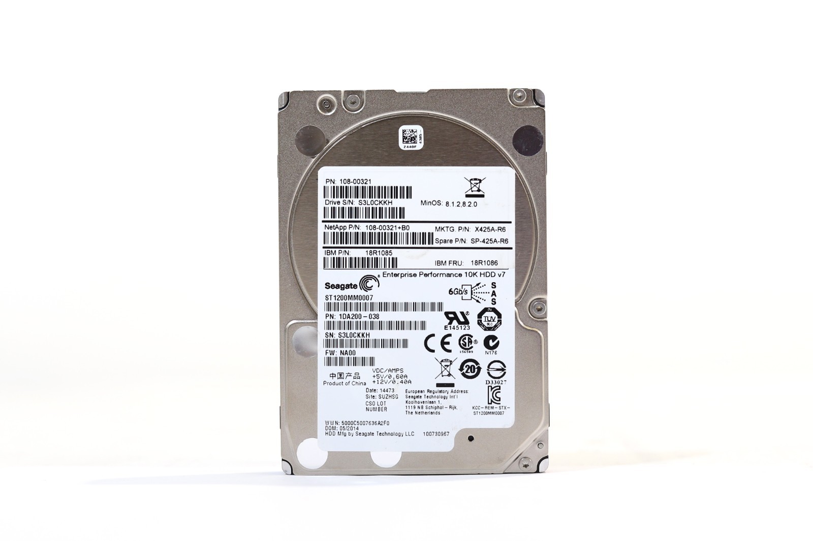 Seagate ST1200MM0007 1.2TB 2.5" 6Gb/s 64MB 10K RPM SAS Drive P/N: 1DA200-038