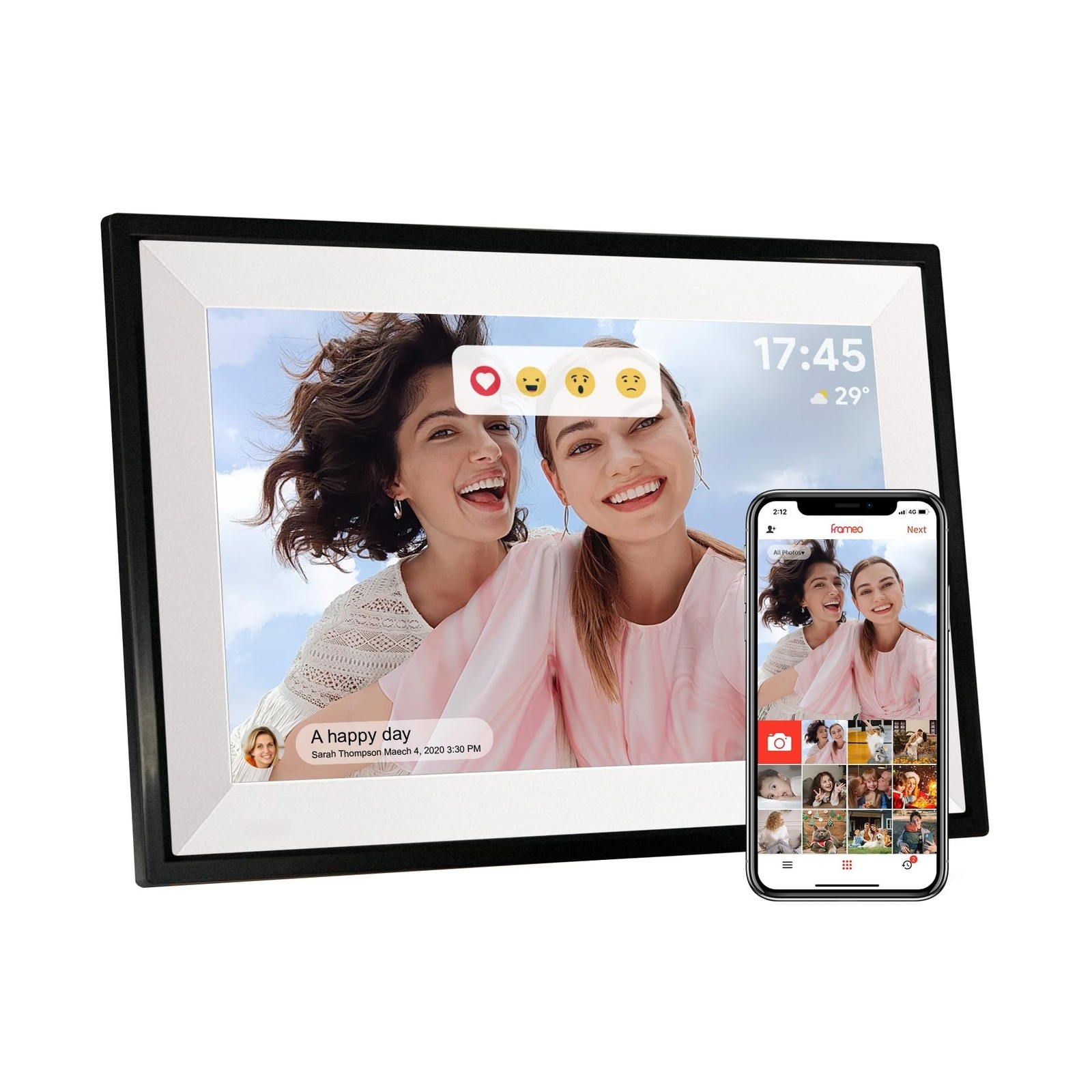 Frameo 10.1 Inch WiFi Digital Picture Frame, Photo Frame Electronic HD IPS To...