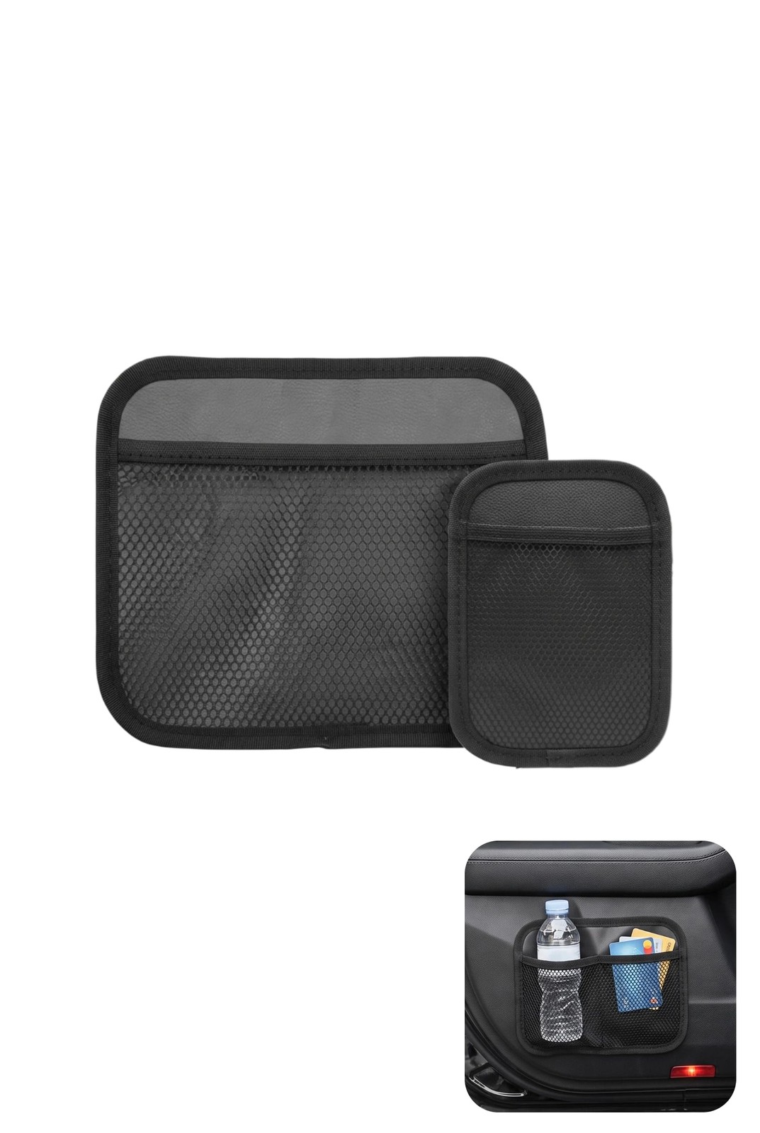 2 PCS Car Storage Net Pocket, Mesh Car Organizer, Small and Large