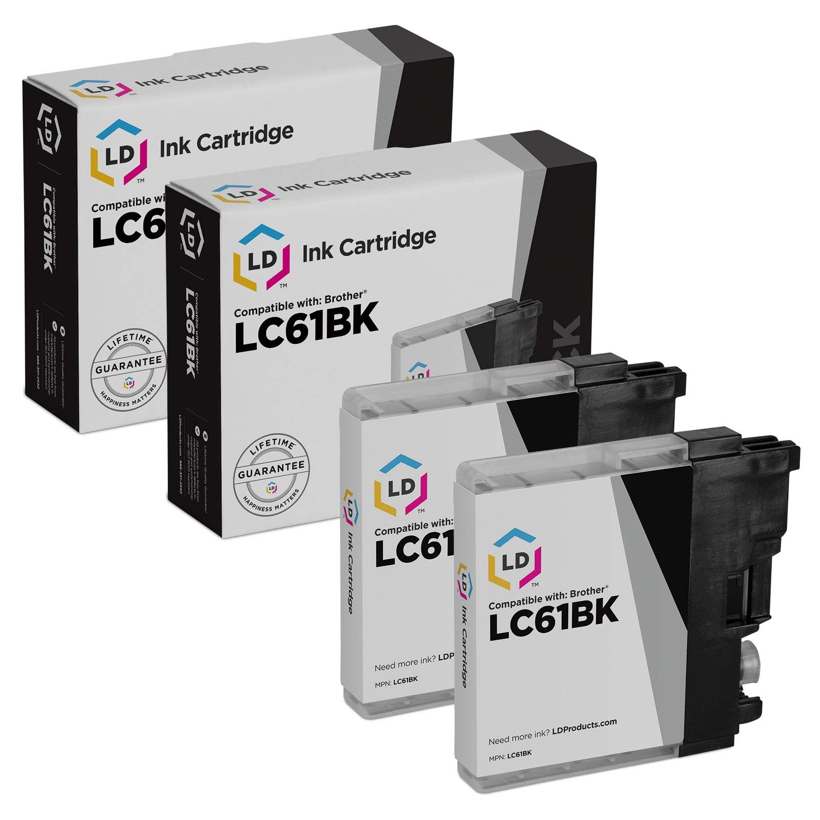 LD Compatible 2PK LC61BK Brother LC61 Black Ink Cartridge MFC-5895cw DCP-585CW