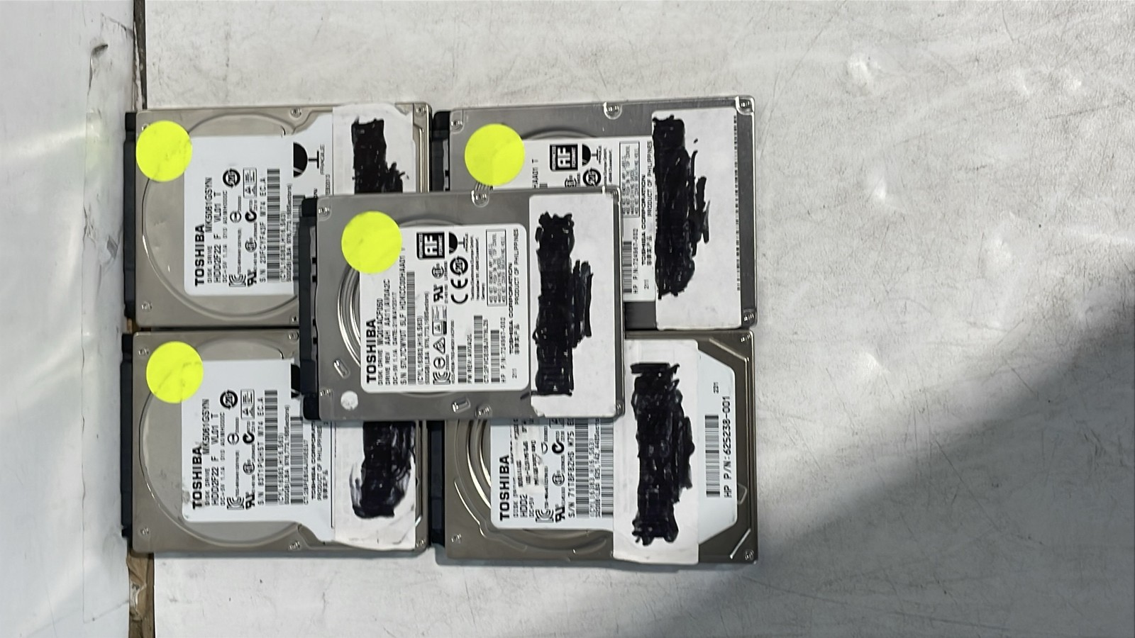 Toshiba MK5061GSYN & MQ01ACF050 SATA 2.5" 500GB  Laptop Hard Drive Lot of 5