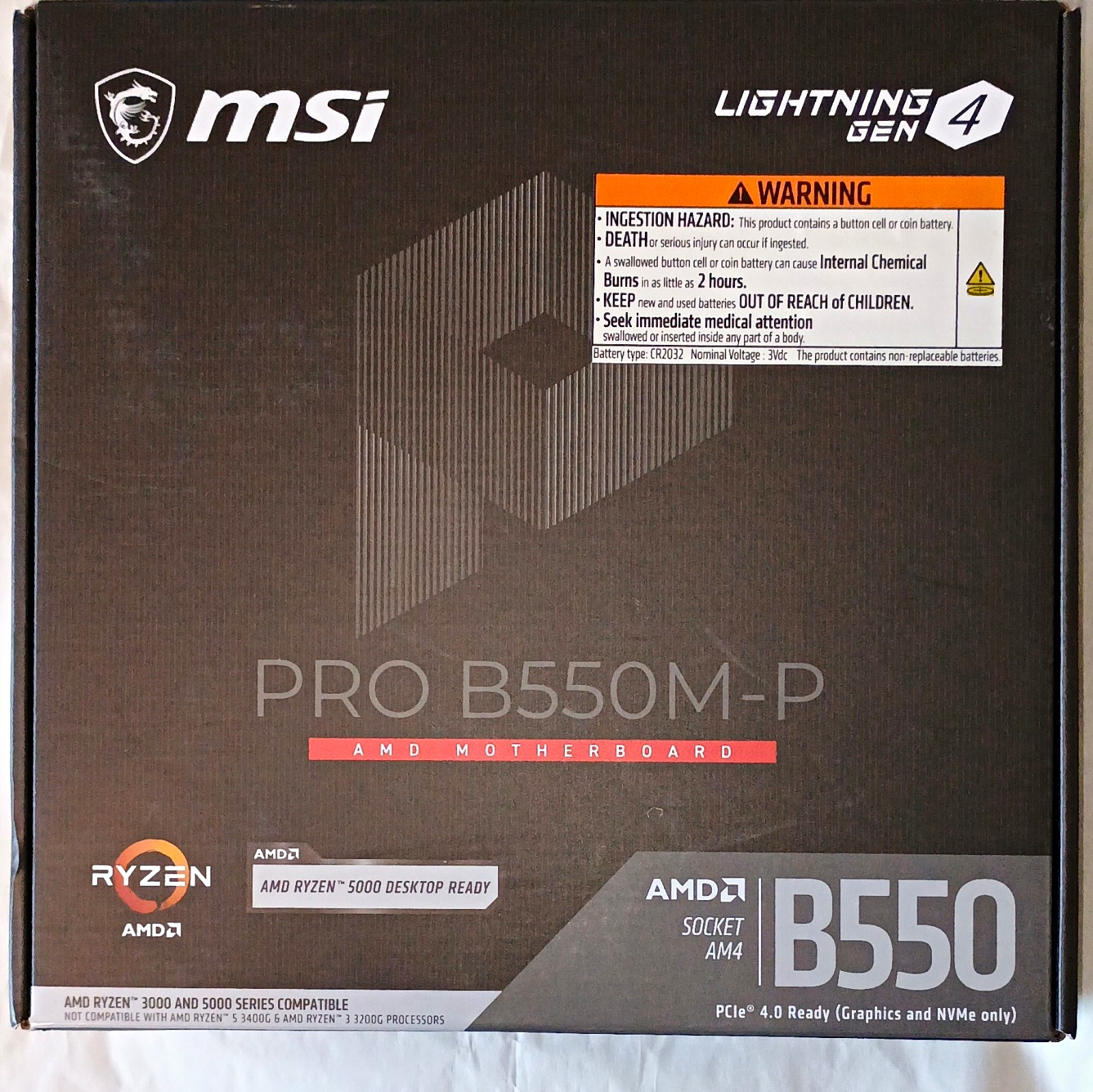 MSI PRO B550M-P MicroATX AM4  GEN4 DDR4 PCIe 4.0 M.2 HDMI DP USB 3.0 PCIe 4.0