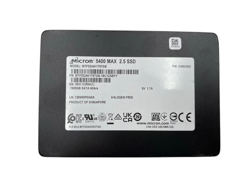 New Micron 5400 MAX 1.92TB 6G SATA MU 2.5" SFF SSD MTFDDAK1T9TGB-1BC1ZABYY