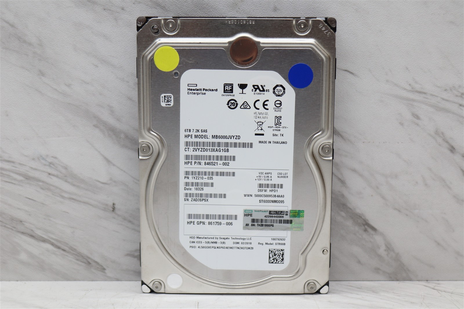 HP Seagate 6TB 3.5" SAS 7.2K ST6000NM0095 HDD Hard Drive 846521-002 100% Health