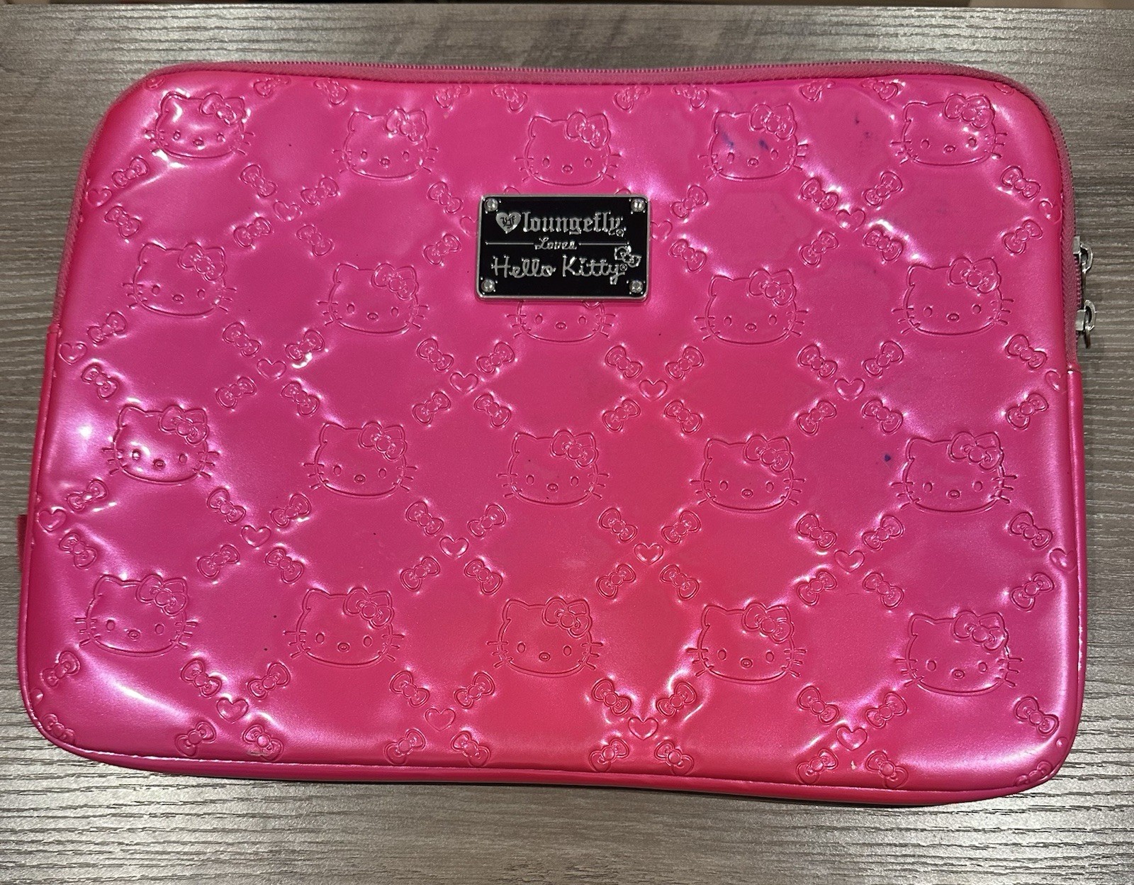 Loungefly x Hello Kitty Embossed Hot Pink Laptop Sleeve Case Sanrio 14” x 10”