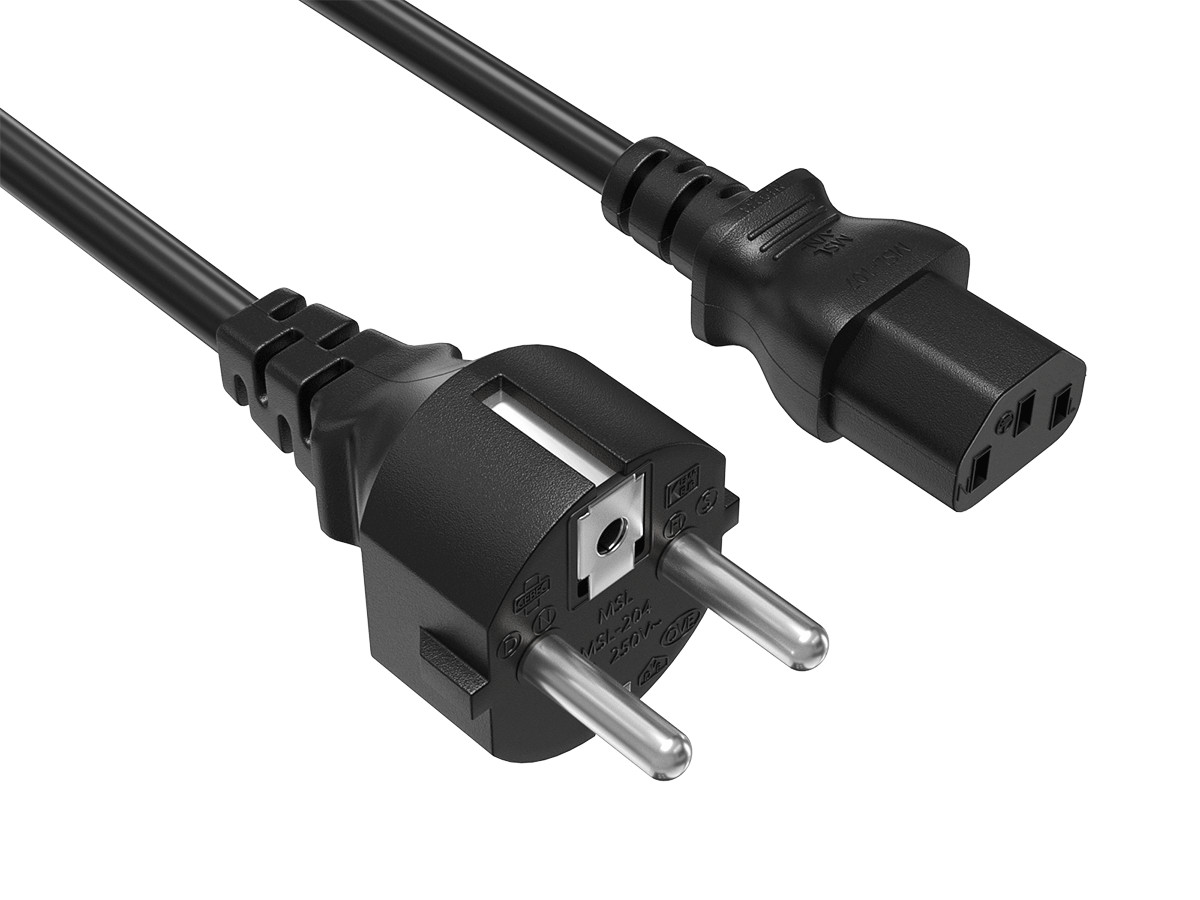 18 AWG European Schuko Power Cord (CEE 7/7 to IEC320 C13) - 6ft / 8ft