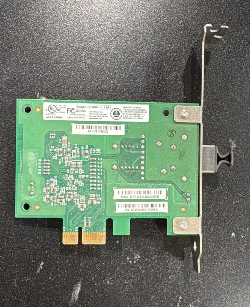 Allied Telesis AT‑2911SX/LC PCIe Gigabit Fiber Network Card NIC