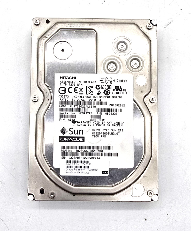 Hitachi Sun Oracle 2TB 7.2K 3.5" SAS HDD HUS723020ALS640 0B26323 7040582