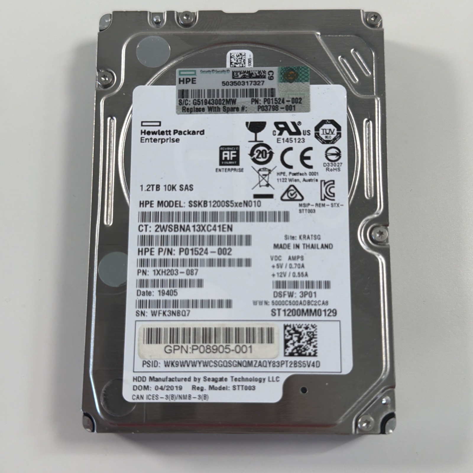 HP Seagate 1.2TB 10K 12G 12gbps SAS Server Hard Drive 2.5" ST1200MM0129 Dell