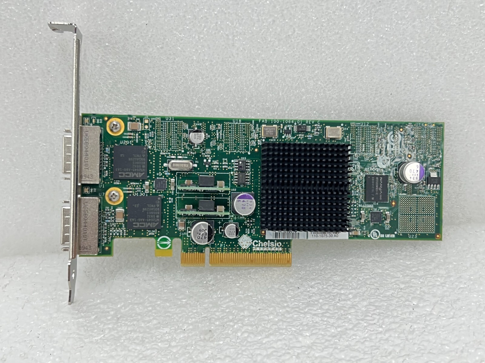 Chelsio 110-1075-30 Dual 10GbE 10GE 10G iSCSI iWARP CX4 PCI-e / Great Condition