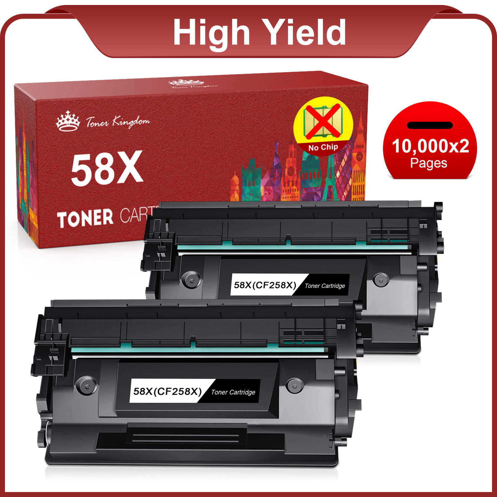 2Pack 58X Toner Cartridge compatible for HP CF258X LaserJet M404dw M404n No Chip