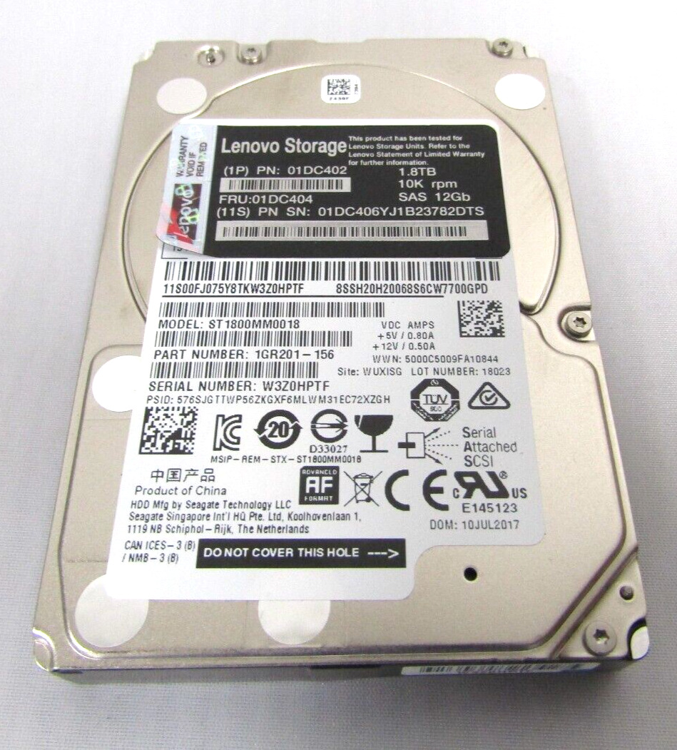 Lenovo Storage 01DC402 - 1.8TB, 10KRPM, SAS 12Gb - 1GR201-56, FRU01DC404