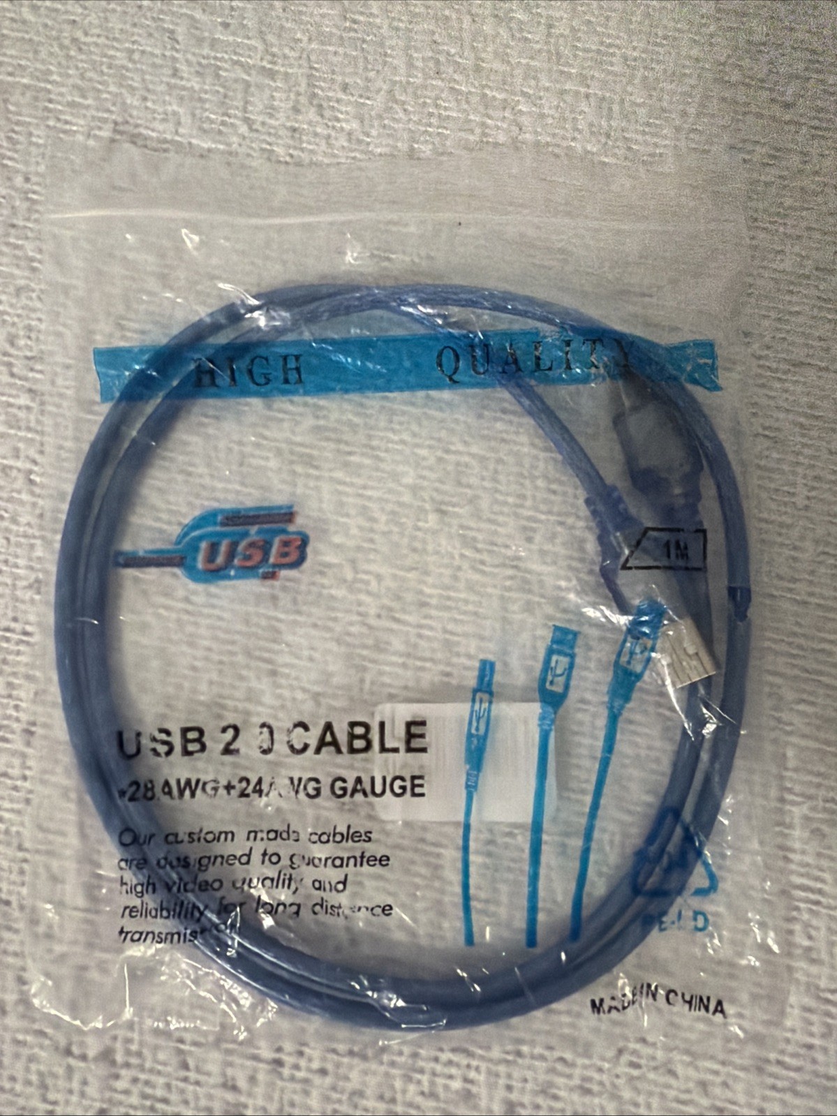 New Blue USB 2.0 Cable High Speed Data Transfer Cord