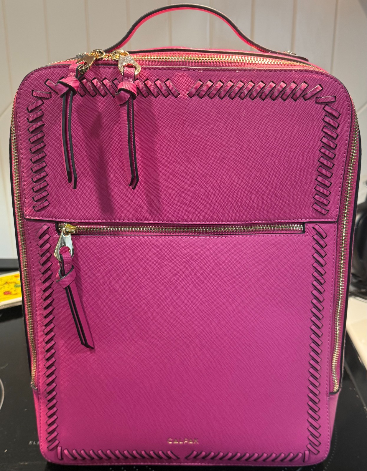 Calpak Kaya 15 inch Laptop Backpack in Dragonfruit 15.5” x 11.5” x 4.25”