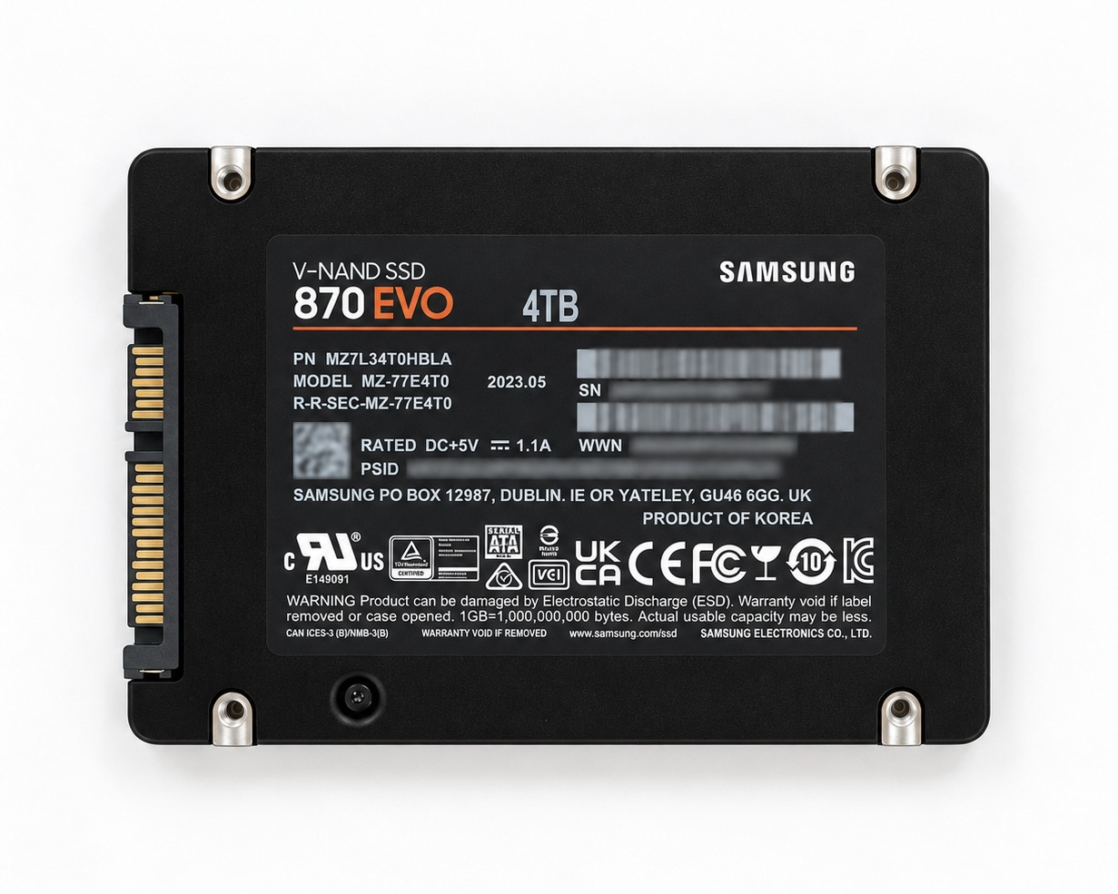 Samsung 870 EVO 4TB 2.5" SATA SSD MZ-77E4T0 98-99% Health SMART Tested