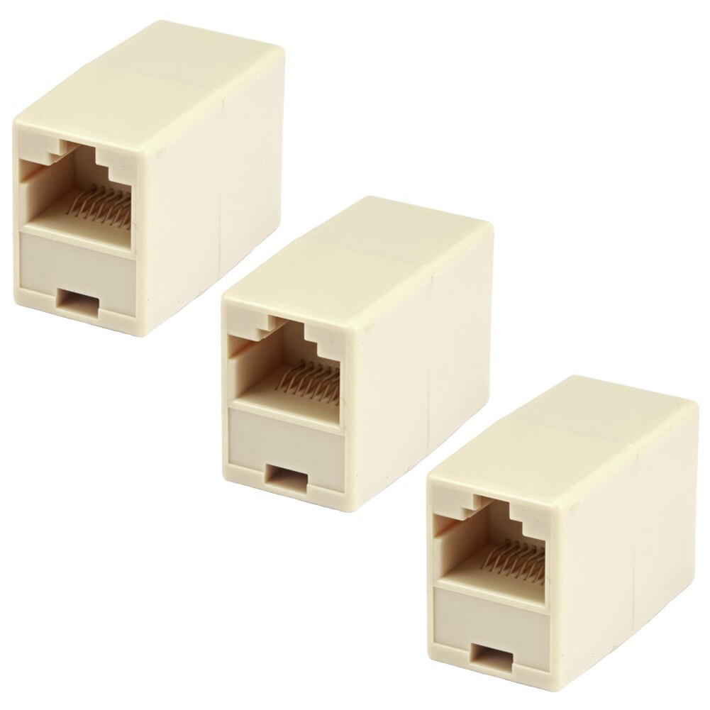 3 Pcs CAT6 CAT5e RJ45 Network LAN Ethernet Coupler Cable Joiner Connector Beige